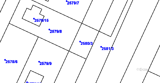 Parcela st. 2580/3 v KÚ Drásov, Katastrální mapa