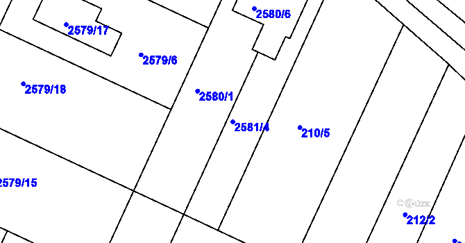 Parcela st. 2581/4 v KÚ Drásov, Katastrální mapa