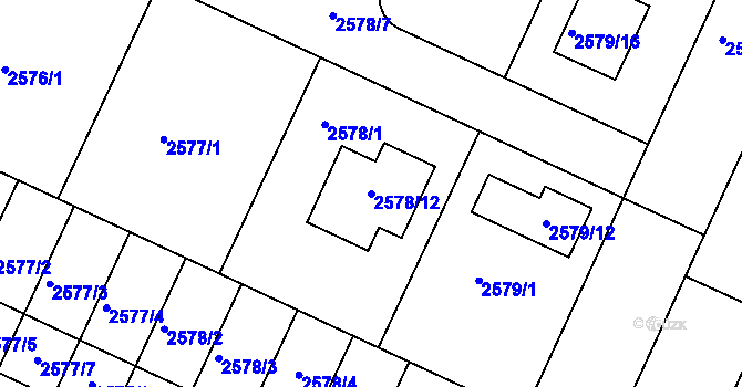Parcela st. 2578/12 v KÚ Drásov, Katastrální mapa