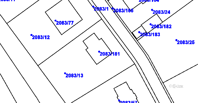 Parcela st. 2083/181 v KÚ Drásov, Katastrální mapa