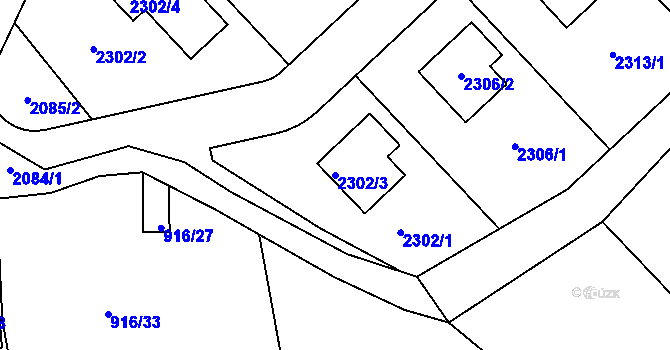 Parcela st. 2302/3 v KÚ Drásov, Katastrální mapa