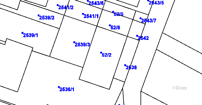 Parcela st. 52/2 v KÚ Drásov, Katastrální mapa