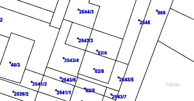 Parcela st. 52/4 v KÚ Drásov, Katastrální mapa
