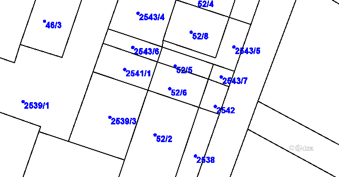 Parcela st. 52/6 v KÚ Drásov, Katastrální mapa