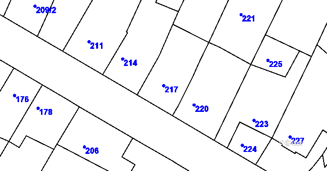 Parcela st. 217 v KÚ Drásov, Katastrální mapa