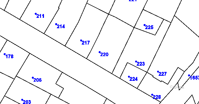 Parcela st. 220 v KÚ Drásov, Katastrální mapa