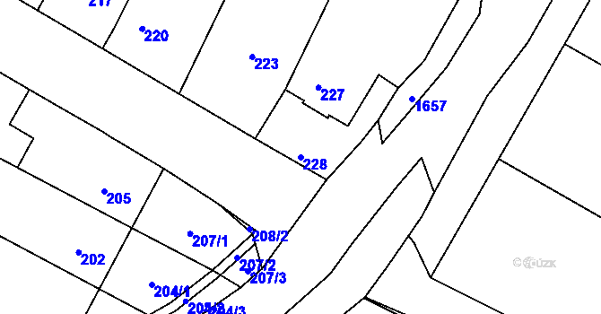 Parcela st. 228 v KÚ Drásov, Katastrální mapa