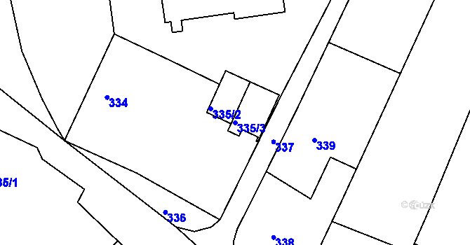 Parcela st. 335/3 v KÚ Drásov, Katastrální mapa