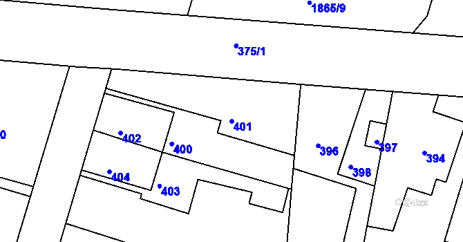 Parcela st. 401 v KÚ Drásov, Katastrální mapa