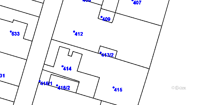 Parcela st. 413/2 v KÚ Drásov, Katastrální mapa