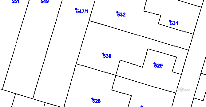 Parcela st. 530 v KÚ Drásov, Katastrální mapa