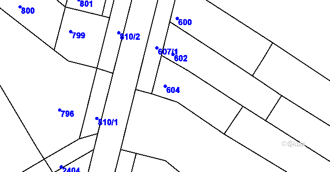 Parcela st. 604 v KÚ Drásov, Katastrální mapa