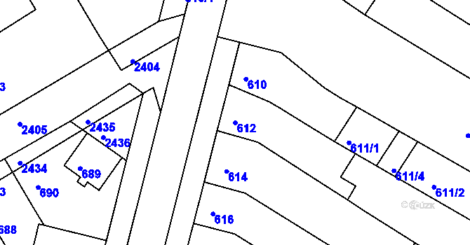 Parcela st. 612 v KÚ Drásov, Katastrální mapa