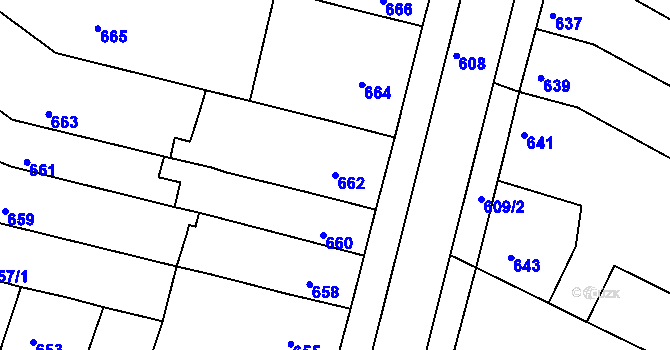 Parcela st. 662 v KÚ Drásov, Katastrální mapa
