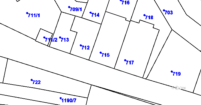 Parcela st. 715 v KÚ Drásov, Katastrální mapa