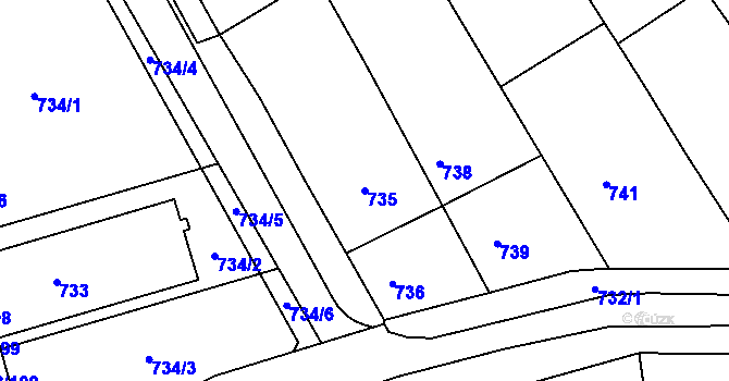 Parcela st. 735 v KÚ Drásov, Katastrální mapa