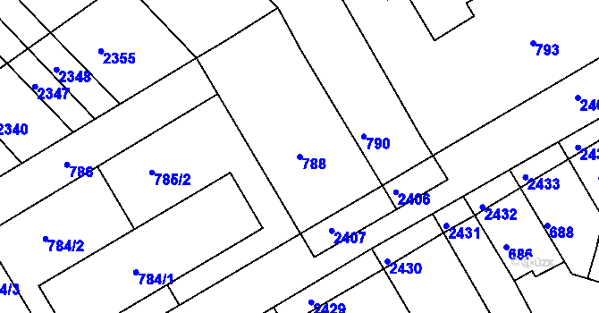 Parcela st. 788 v KÚ Drásov, Katastrální mapa