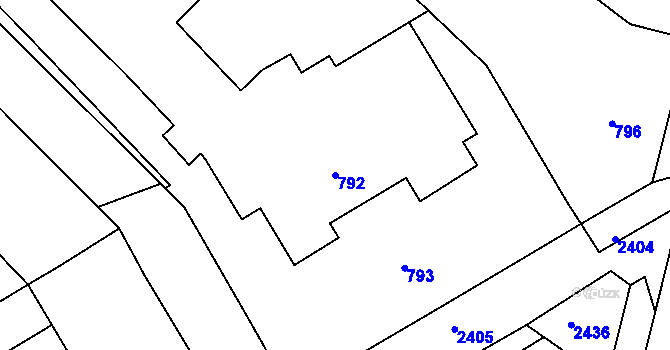 Parcela st. 792 v KÚ Drásov, Katastrální mapa