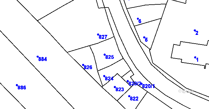 Parcela st. 825 v KÚ Drásov, Katastrální mapa