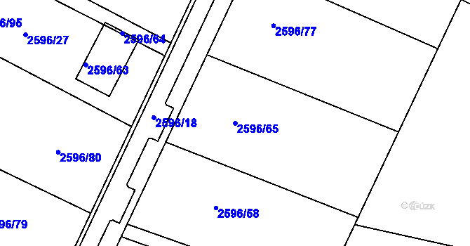 Parcela st. 2596/65 v KÚ Drásov, Katastrální mapa