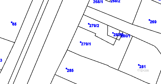 Parcela st. 279/1 v KÚ Drásov, Katastrální mapa
