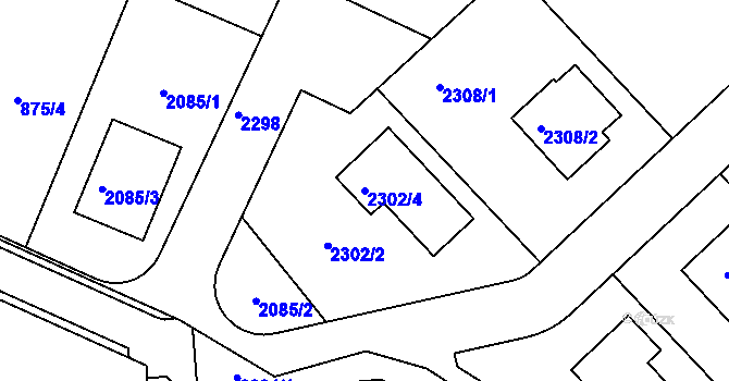 Parcela st. 2302/4 v KÚ Drásov, Katastrální mapa