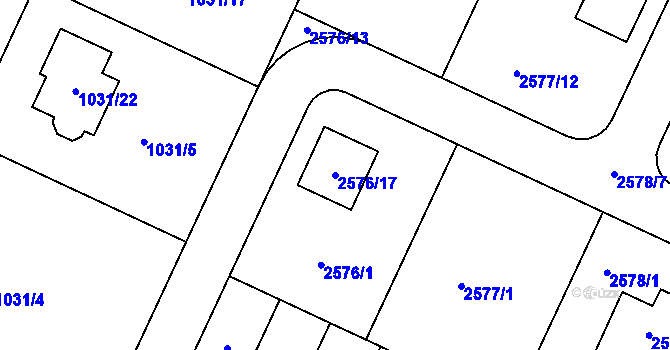Parcela st. 2576/17 v KÚ Drásov, Katastrální mapa