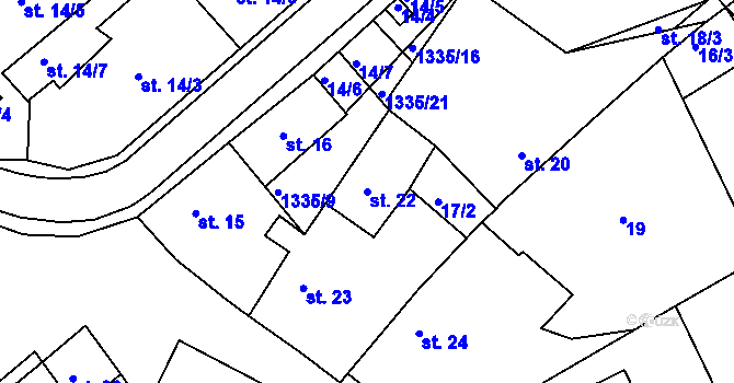 Parcela st. 22 v KÚ Draženov, Katastrální mapa