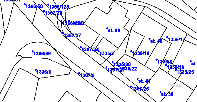 Parcela st. 1335/2 v KÚ Draženov, Katastrální mapa