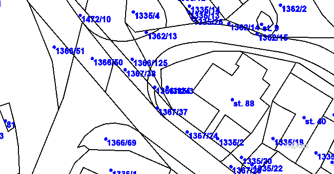 Parcela st. 1335/3 v KÚ Draženov, Katastrální mapa