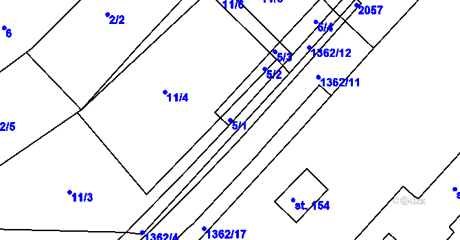 Parcela st. 5/1 v KÚ Draženov, Katastrální mapa