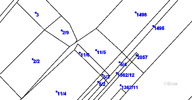 Parcela st. 11/5 v KÚ Draženov, Katastrální mapa