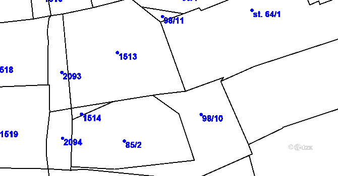 Parcela st. 98/12 v KÚ Draženov, Katastrální mapa