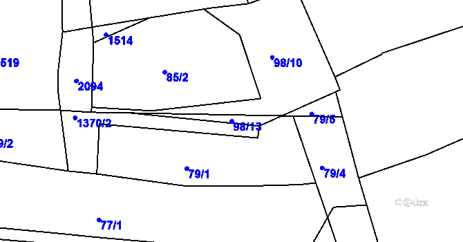 Parcela st. 98/13 v KÚ Draženov, Katastrální mapa