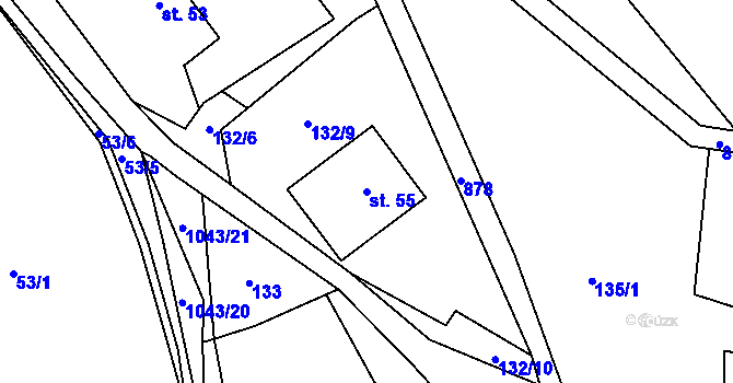 Parcela st. 55 v KÚ Dražetice II, Katastrální mapa