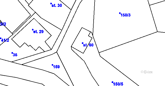 Parcela st. 60 v KÚ Dražetice II, Katastrální mapa