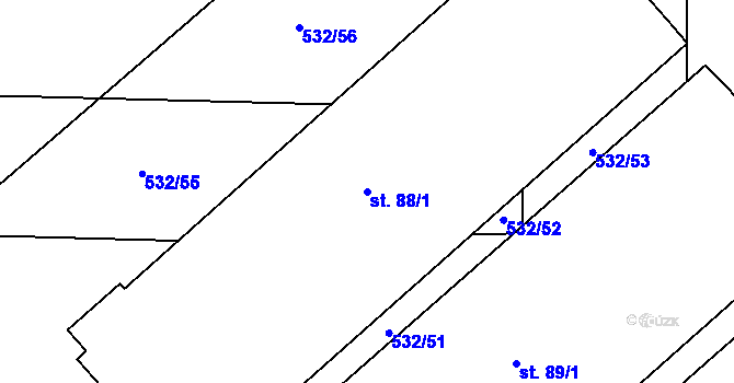 Parcela st. 88/1 v KÚ Dražetice II, Katastrální mapa