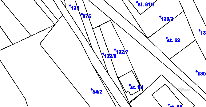 Parcela st. 132/8 v KÚ Dražetice II, Katastrální mapa