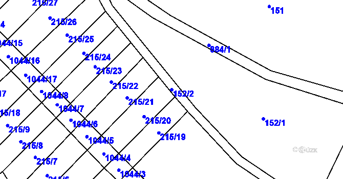 Parcela st. 152/2 v KÚ Dražetice II, Katastrální mapa