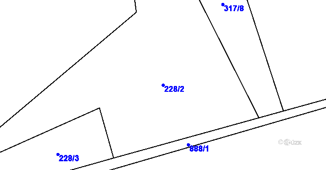 Parcela st. 228/2 v KÚ Dražetice II, Katastrální mapa