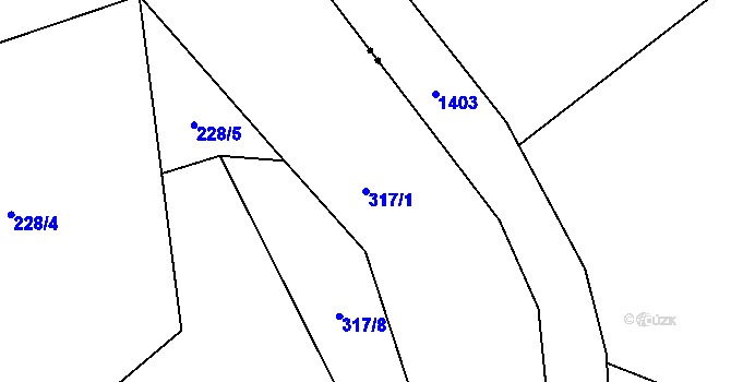 Parcela st. 317/1 v KÚ Dražetice II, Katastrální mapa