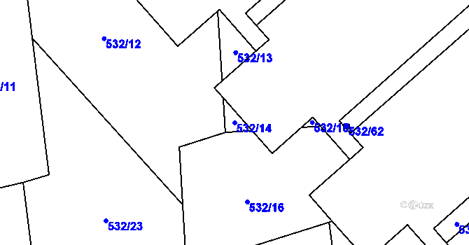Parcela st. 532/14 v KÚ Dražetice II, Katastrální mapa
