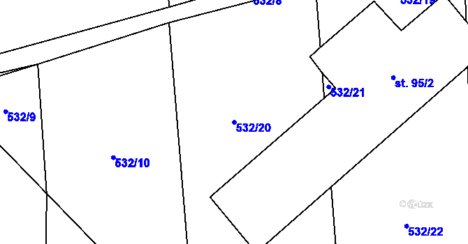 Parcela st. 532/20 v KÚ Dražetice II, Katastrální mapa