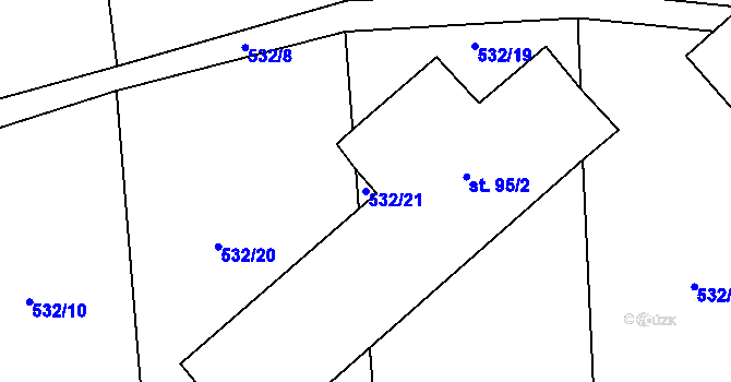 Parcela st. 532/21 v KÚ Dražetice II, Katastrální mapa