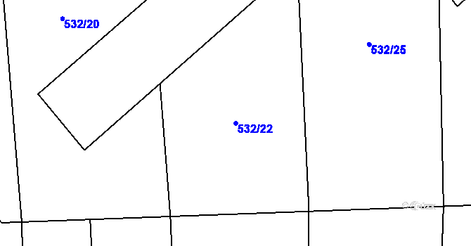 Parcela st. 532/22 v KÚ Dražetice II, Katastrální mapa
