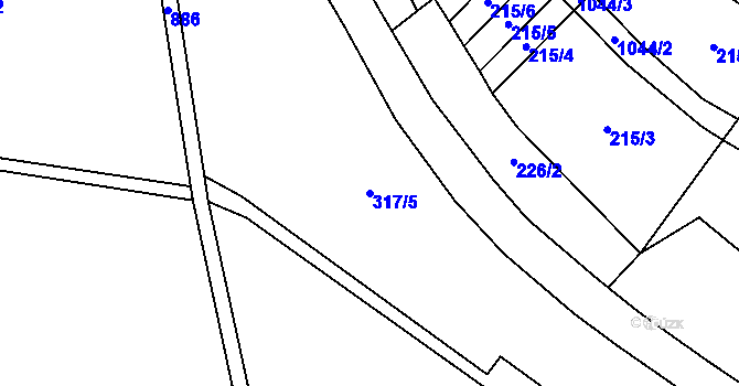 Parcela st. 317/5 v KÚ Dražetice II, Katastrální mapa