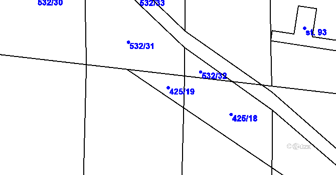 Parcela st. 425/19 v KÚ Dražetice II, Katastrální mapa