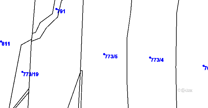 Parcela st. 773/5 v KÚ Chramiště, Katastrální mapa