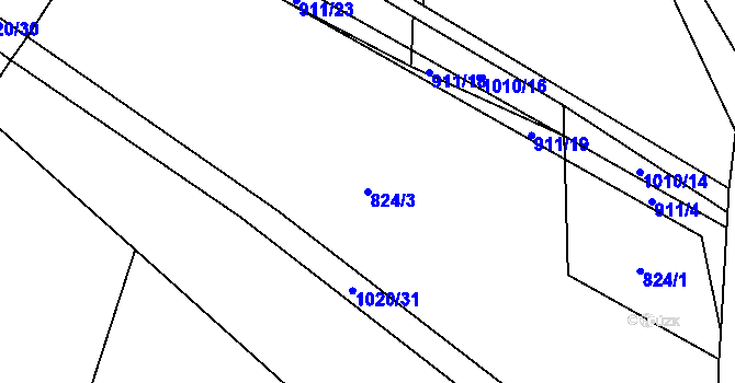 Parcela st. 824/3 v KÚ Chramiště, Katastrální mapa
