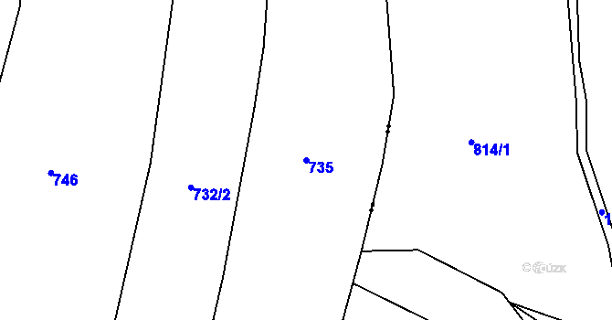 Parcela st. 735 v KÚ Chramiště, Katastrální mapa